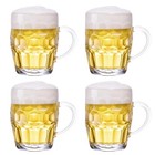 Dimple Beer Mug Set Of 4 20 Oz Glass Stein With Handle Clear Freezer Safe Thick
