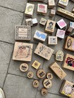 Wood Rubber Stamp Lot Of 64 Vintage Mixed Scrapbook
