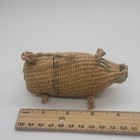 Vintage Hand Made Woven Rattan Miniature Pig Figurine
