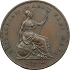 1858 Great Britain Victoria Penny  large Date - No W w   - Uncirculated