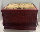 Large Vintage 60   s Wood Sewing Basket With Notions Threads Bobbins 16   x13   x 10   