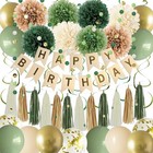 Green Birthday Party Decorations For Women Girls With Happy Birthday Banner t   