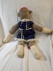 Vintage Handmade Sock Monkey Doll Girl Dress Lace Rockford Red Heel Plush 