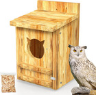 Large Wooden Owl House For Outdoors 14 5in Nesting Box W  Shavings   Screws