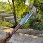Custom Handmade High Carbon Steel Boar Hunting Spear With Leather Sheath