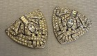 Art Deco Pair Rhinestone Vintage Dress Clips Duette Shoe Rhodium Plated