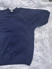 Vtg 70s Tultex Casualwear Short Sleeve Sweatshirt L 22  Ptp Navy Crewneck Usa