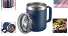 12oz Bpa-free Stainless Steel Travel Coffee Mug With Handle   Sliding Lid  Navy