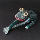 Oaxaca Wood Carving Handpainted Rare Frog Mexico Folk Art 4 5  Figurine Signed 