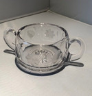 Vintage Clear Floral Etched Glass Condiment - Sugar Bowl  No Lid