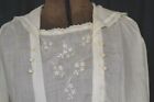 Antique Edwardian Blouse White Cotton Embroidered 1890 Bust 36 Original 