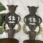 Vintage 70s Ornate Wall Sconce Candle Holder Set Of 2 Copper Brass Classical
