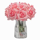 Artificial Roses 10pcs Fake Silk Flower Arrangement Real Touch Deep Pink