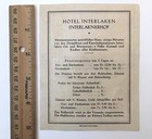 Vintage Ww2 Era Advertising Card Hotel Interlaken Switzerland Printed In German