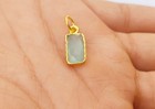 Aquamarine Charm Pendant - 18k Solid Gold Handmade Jewelry Charm Neckalce