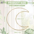 5pcs 6  Moon Dream Catcher Metal Macrame Rings Wreath Rings Floral Hoops Gold