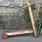 Vintage Wood   Metal Scooter Child Size Kids Outdoor Play Decor Patina