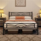 Twin full queen Metal Bed Frames With Headboard Platform Bed For Home Bedroom