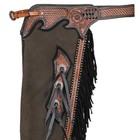 Renegade Ash Brown Suede Leather Chinks Chaps Basketweave   Floral Tooling New