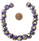 Ghana Blue Recycled Glass Short Strand African Trade Beads-ghana