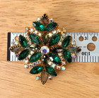 Green   Ab Rhinestone Flower Pinwheel Brooch Pin Open Work Tips Gold Tone