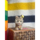Vintage 1960s Tabby Steiff 5  Cat With Original Name Tag And Button In Ear