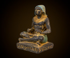 Authentic Ancient Egyptian Antiques Scribe Seated Stone Statue Figure Bc