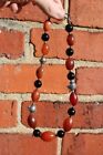 Rare Antique Chinese Tibetan Pema Raka Carnelian   Blk  Onyx Trade Bead Necklace