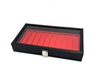 Pocket Knife Black Glass Top Red 10 Slot Liner Storage Organizer Display Case