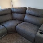 New Power Recliner Gray 2pc Sofa Loveseat Leather Set W  Led   4 Cupholder