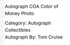 Tom Cruise Original Autograph  the Color Of Money 8x12  Perfect Photo W coa      