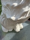 Vintage Ceramic White Persian Cat Blue Eyes Sitting Statue Large 14  1970s Gloss