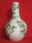 Antique Chinese Porcelain Vase With Peaches  Signed Qing Dynasty Tonzhi Era