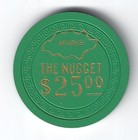 Very Rare The Sparks Nugget Casino Chip  Green  25 Sparks Nv 1950 s New
