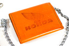 Vintage Honda Embossed Wing Logo Leather Biker Wallet On Chain Gilbert 1970s