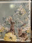 Envogue Teal floral bunnies Set Of 4 Cork Placemats Bunny Tales