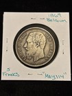 1869 Belgium 5 Francs Silver Circulated World Coin    may114     King Leopold