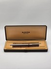 Vintage Aurora Marco Polo Fountain Pen Brushed Steel Gold Trim Boxed