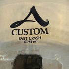 Zildjian 17  A Custom Fast Crash Cymbal In Excellent Conditions