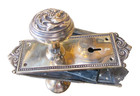 Complete Set Highly Polished Brass Victorian Door Knob Combination W  Lock   233