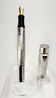 Laban Platinum Plated Dot Pattern Signet Fountain Pen Med Nib   Leather Pouch
