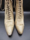 Antique Victorian Beige Leather Lace Up Boots Women s 1890s-1910s Decor Castle