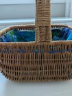 Vintage 1960 s Wicker Market Basket W Handle   Fabric Lined - Excellent
