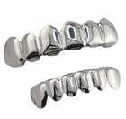 Gold Or Silver Plated Grillz Top   Bottom Set 6 Teeth Hip Hop W  Molding Bar