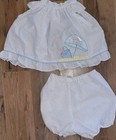 Vtg  Mayfair Baby Girls Polka-dot Embroidered Summer Outfit 2 Piece Sz Nb