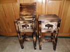 Bison Buffalo Rustic Endtables  Nightstands  Solid Wood  Handmade Set Of 2
