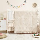 Tufted Ruffle Crib Bedding Set - 3-piece Beige Nursery Decor
