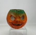 Antique 1940   s Halloween Jack O Lantern Pulp Paper Mache Small Lantern  wow  