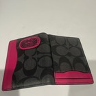 Coach Leather Logo Card Holder Id Wallet Black   Pink Unisex