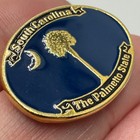 Vintage South Carolina Palmetto Crescent State Seal Navy Gold Oval Lapel Pin
